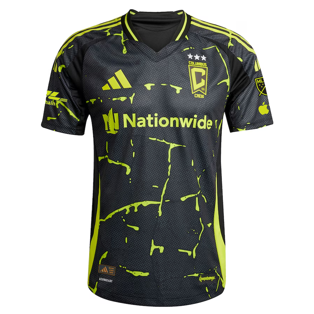 adidas Stanislav Lapkes Columbus Crew Authentic Away Jersey w/ MLS Patches 25/26 (Black/Yellow)
