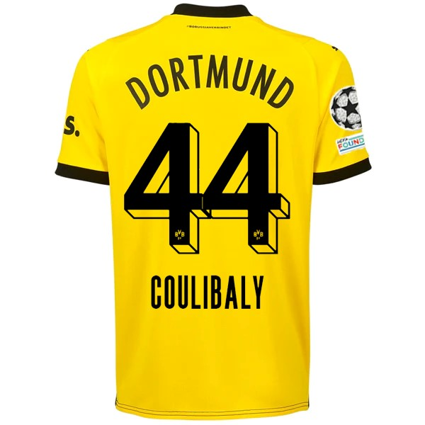 Puma Borussia Dortmund SoumaÃ¯la Coulibaly Home Jersey w/ Champions League Patches 23/24 (Cyber Yellow/Puma Black)