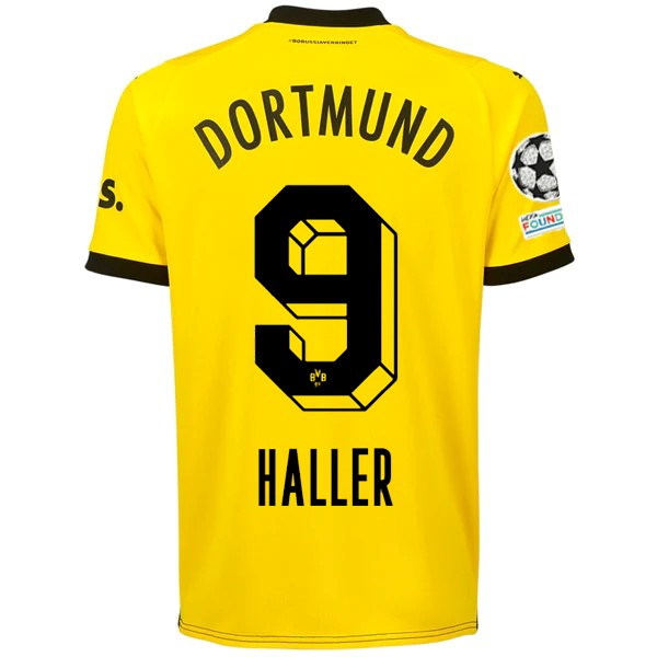 Puma Borussia Dortmund SÃ©bastien Haller Home Jersey w/ Champions League Patches 23/24 (Cyber Yellow/Puma Black)