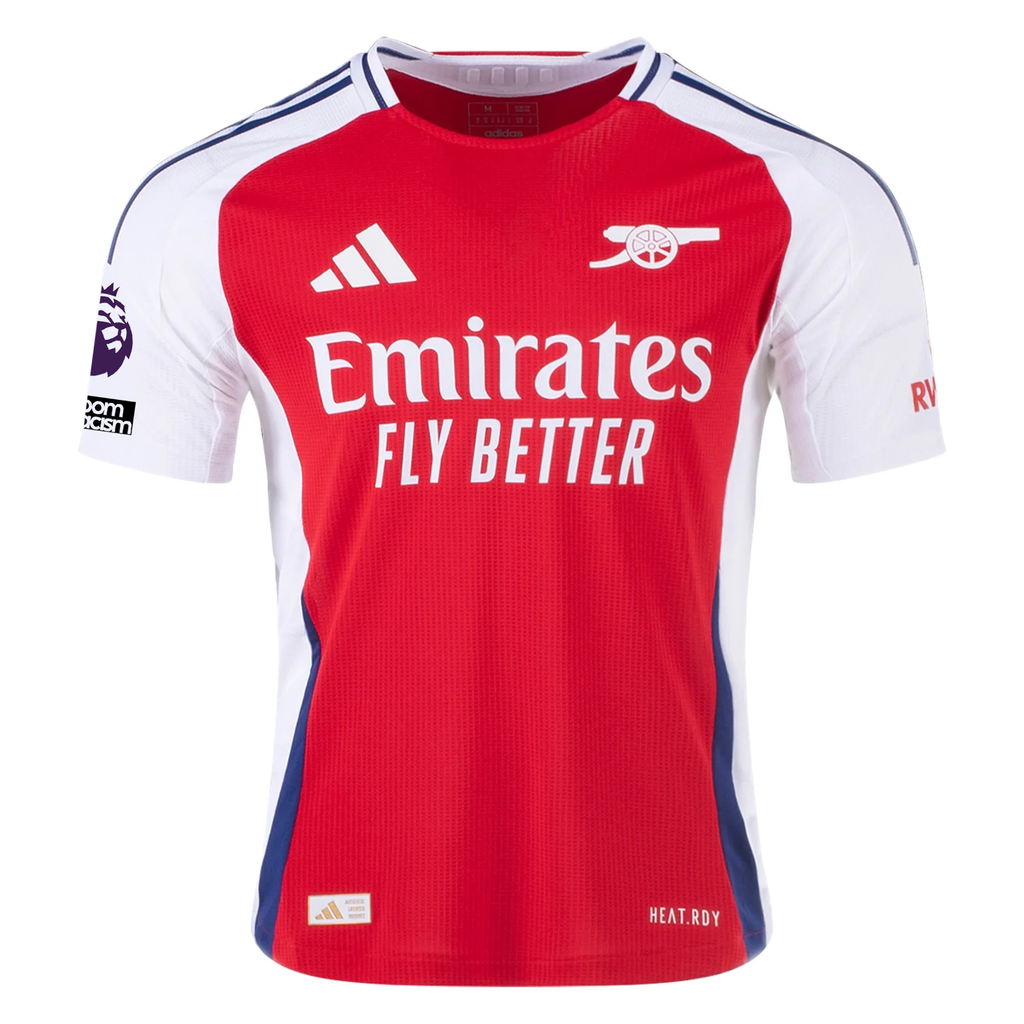 adidas Arsenal Authentic FÃ¡bio Vieira Home Jersey w/ EPL + No Room For Racism Patches 24/25 (Better Scarlet/White)