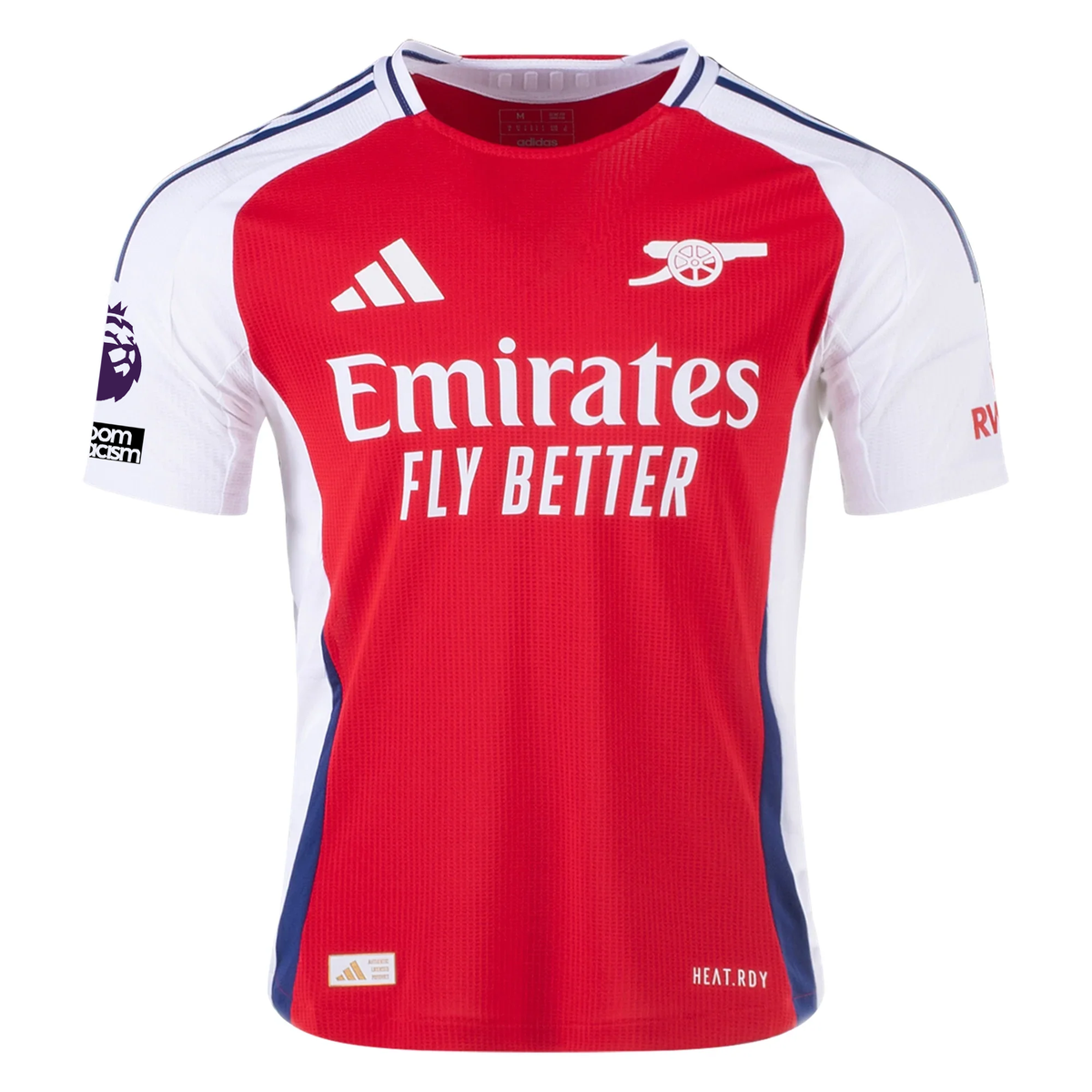 adidas Arsenal Authentic FÃ¡bio Vieira Home Jersey w/ EPL + No Room For Racism Patches 24/25 (Better Scarlet/White)