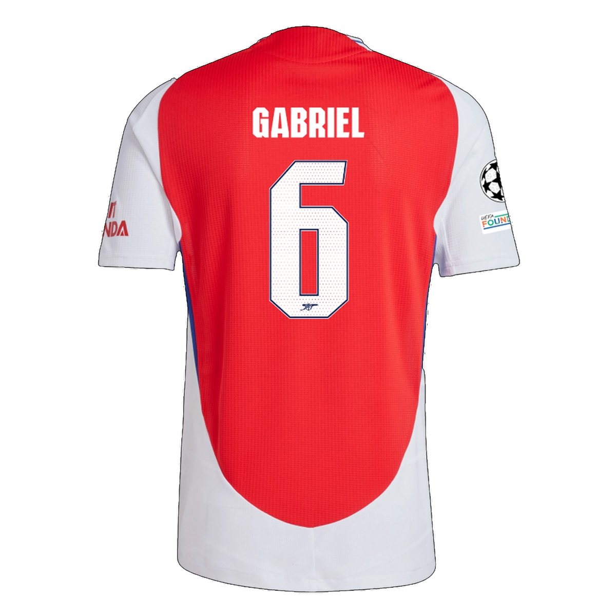 adidas Arsenal Authentic Gabriel MagalhÃ£es Home Jersey w/ Champions League Patches 24/25 (Better Scarlet/White)