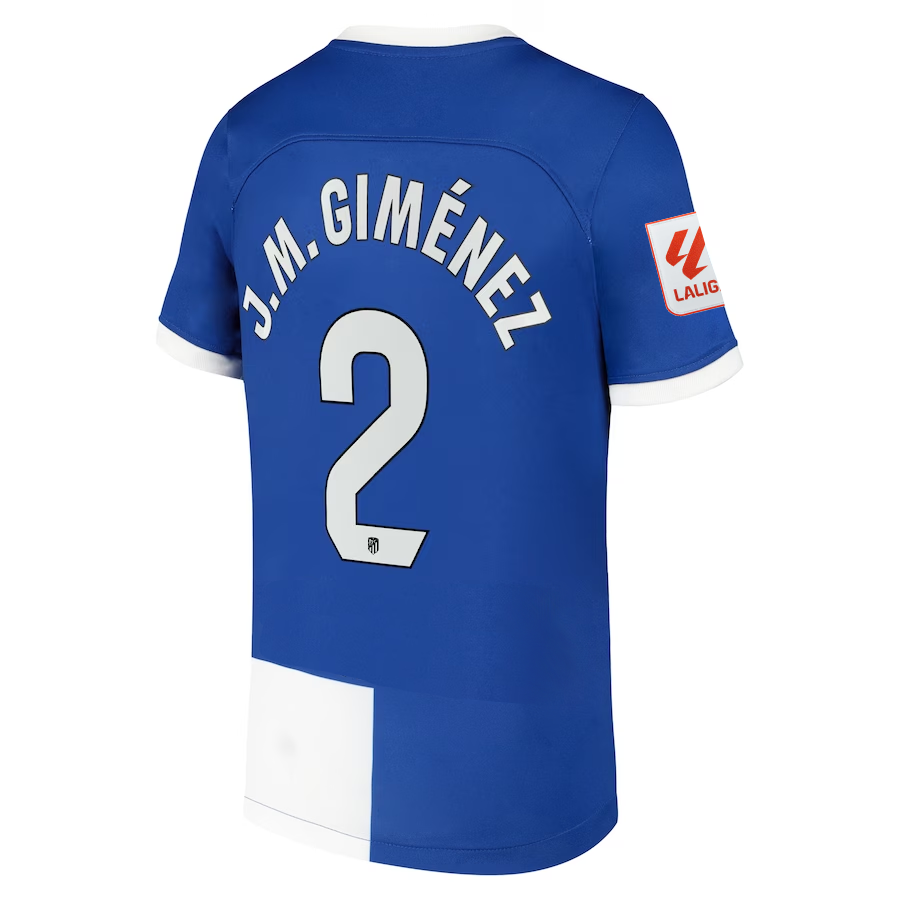 Nike Atletico Madrid JosÃ© MarÃ­a GimÃ©nez Away Jersey w/ La Liga Patch 23/24 (Old Royal/White)