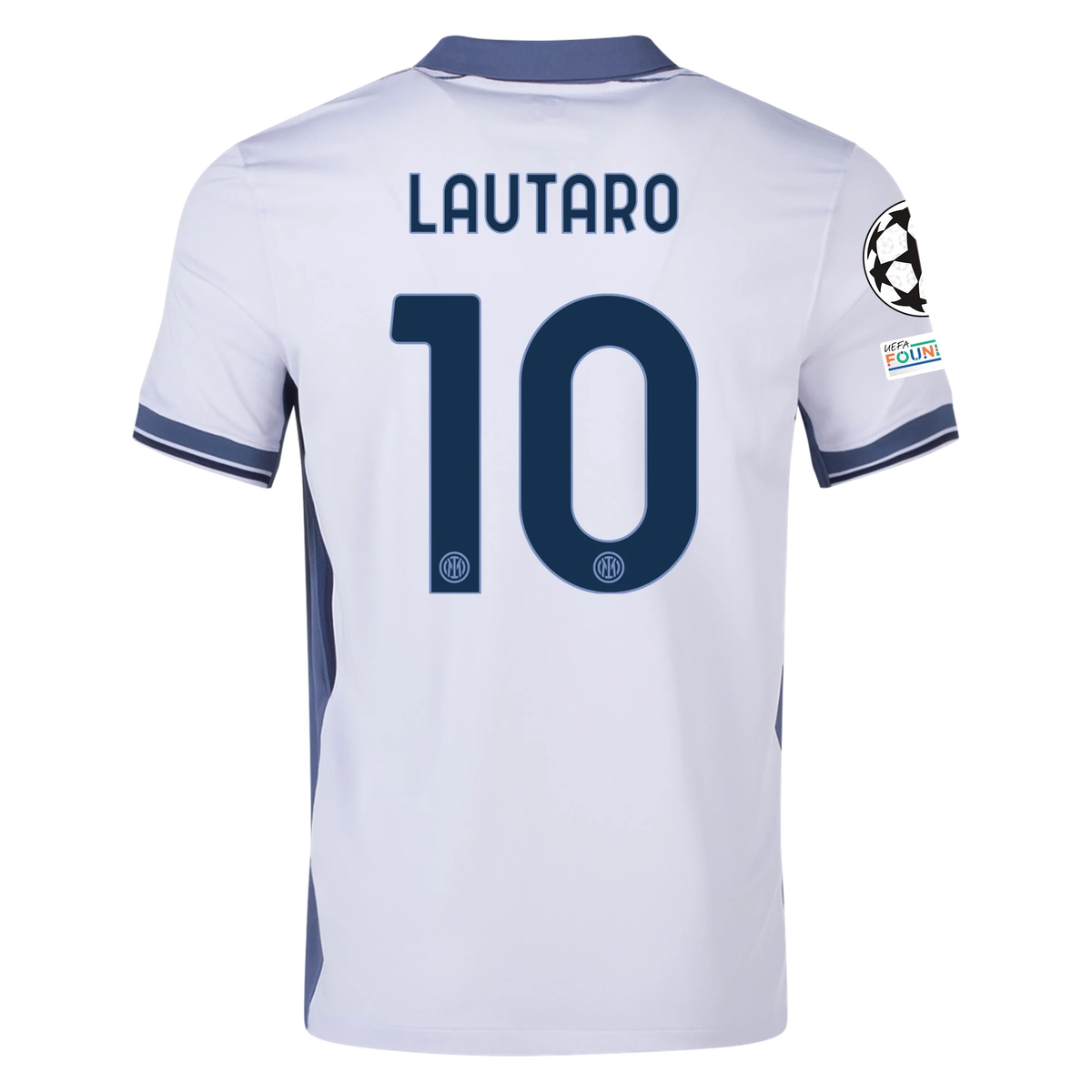 Nike Inter Milan Lautaro MartÃ­nez Away Jersey w/ Champions League + Scudetto Patch 24/25 (Summit White/Iris Whisper)