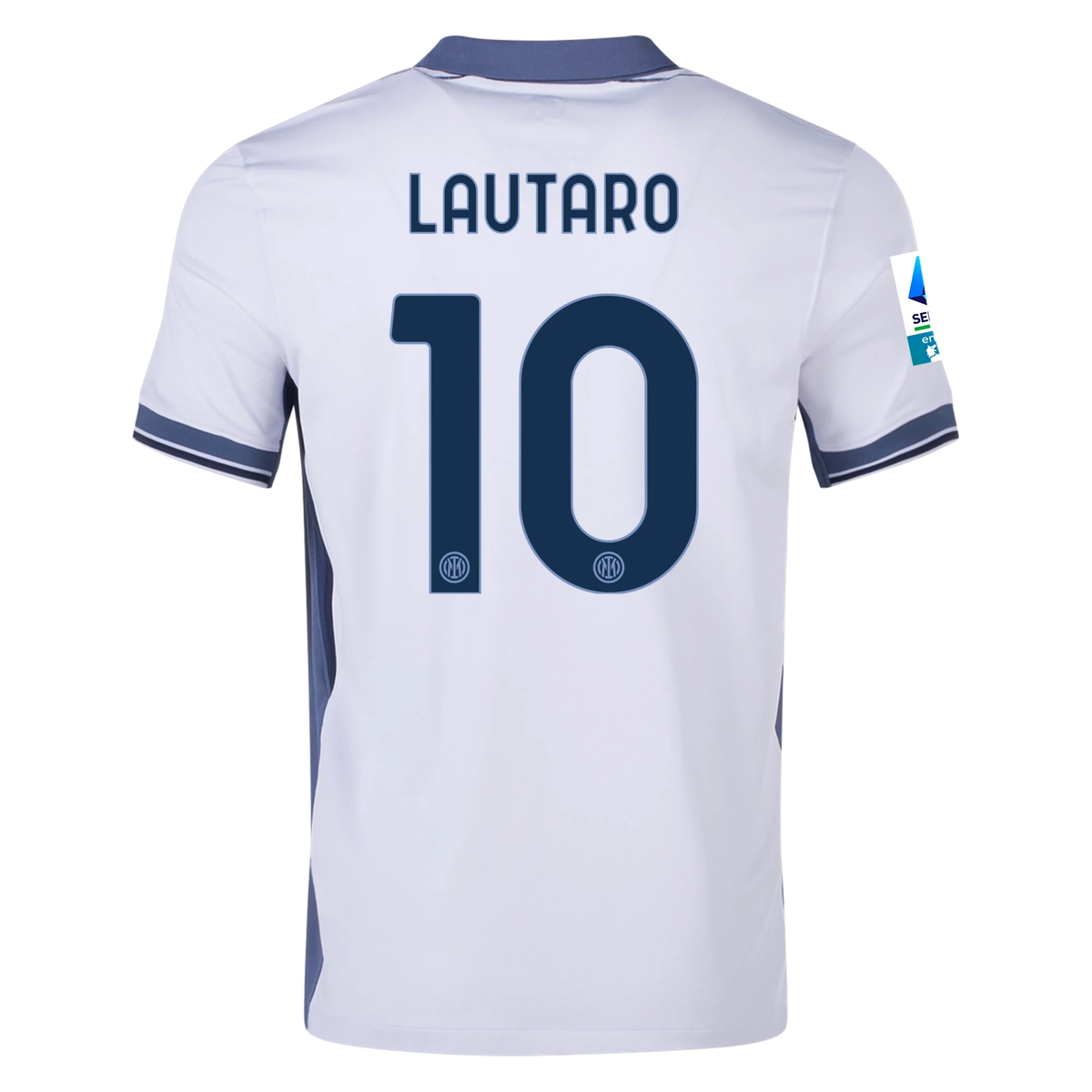 Nike Inter Milan Lautaro MartÃ­nez Away Jersey w/ Serie A + Scudetto Patch 24/25 (Summit White/Iris Whisper)