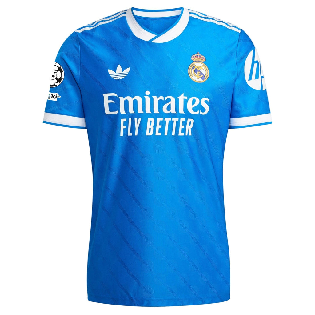 adidas Men's Bralim Real Madrid 25/26 Authentic Third Jersey w/ Champions League Patches (Blue)