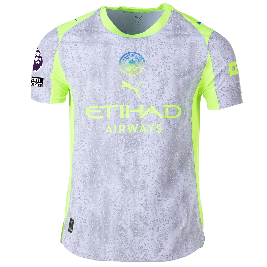 Puma Manchester City Authentic Marmoush Third Jersey w/ EPL + No Room For Racism 25/26 (Cool Weather/Pro Green)