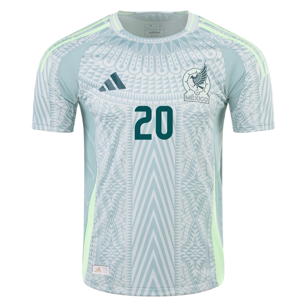 adidas Mens Mexico Authentic Henry MartÃ­n Away Jersey 24/25 (Linen Green)