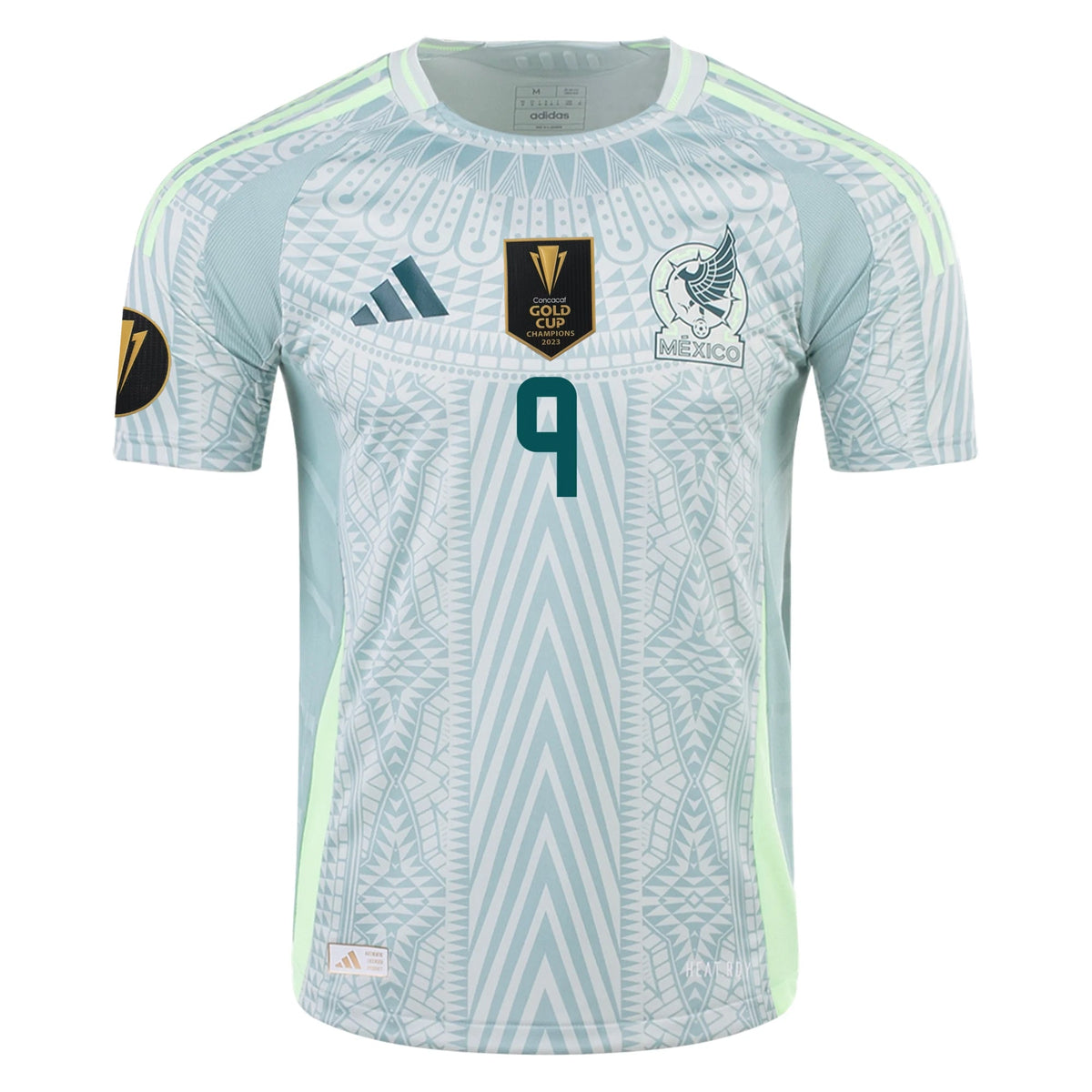 adidas Raul Jimenez Mexico Authentic Away Jersey 24/25 w/ Gold Cup 2025 Patches (Linen Green)