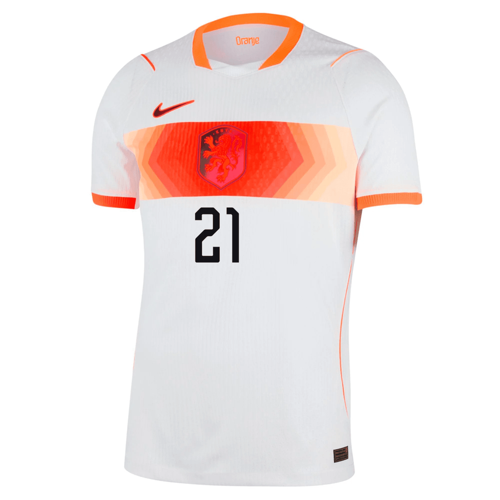 Nike Mens Netherlands Frenkie De Jong Match Authentic Away Jersey 2026 (White/Hyper Crimson)