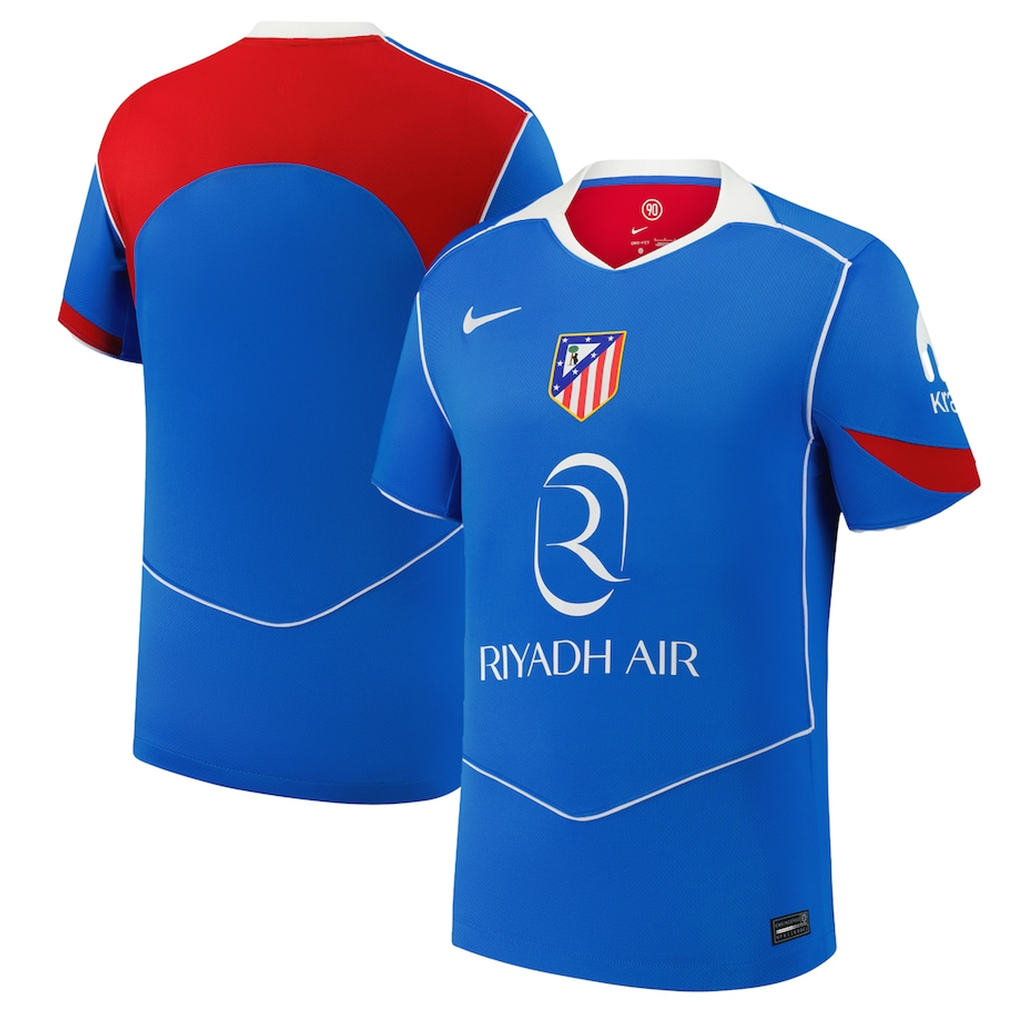Nike Men's Atletico Madrid Javi GalÃ¡n T90 Third Jersey La Liga Patch 25/26 (Photo Blue/Sport Red)