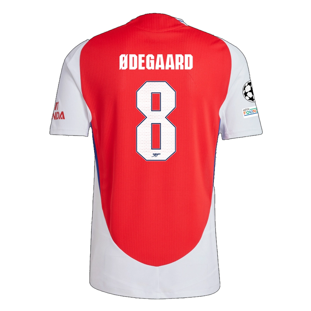 adidas Arsenal Authentic Martin Ã˜degaard Home Jersey w/ Champions League Patches 24/25 (Better Scarlet/White)