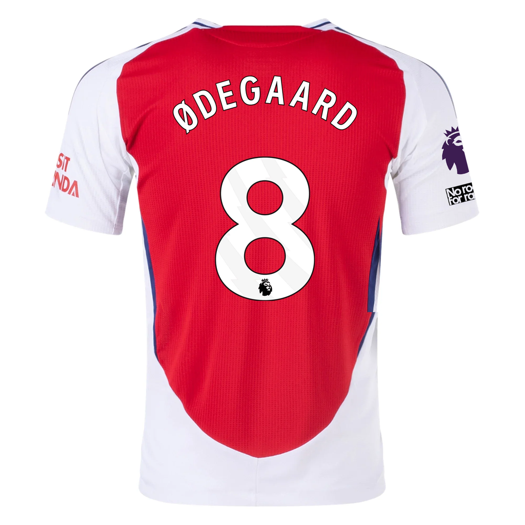 adidas Arsenal Authentic Martin Ã˜degaard Home Jersey w/ EPL + No Room For Racism Patches 24/25 (Better Scarlet/White)
