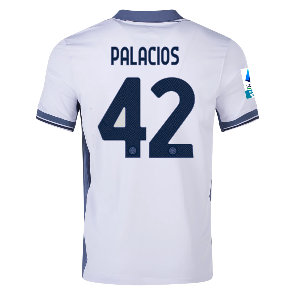Nike Inter Milan TomÃ¡s Palacios Away Jersey w/ Serie A + Scudetto Patch 24/25 (Summit White/Iris Whisper)