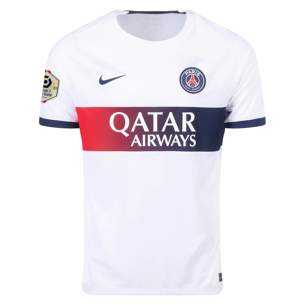 Nike Paris Saint-Germain Nordi Mukiele Away Jersey w/ Ligue 1 Patch 23/24 (White/Midnight Navy)