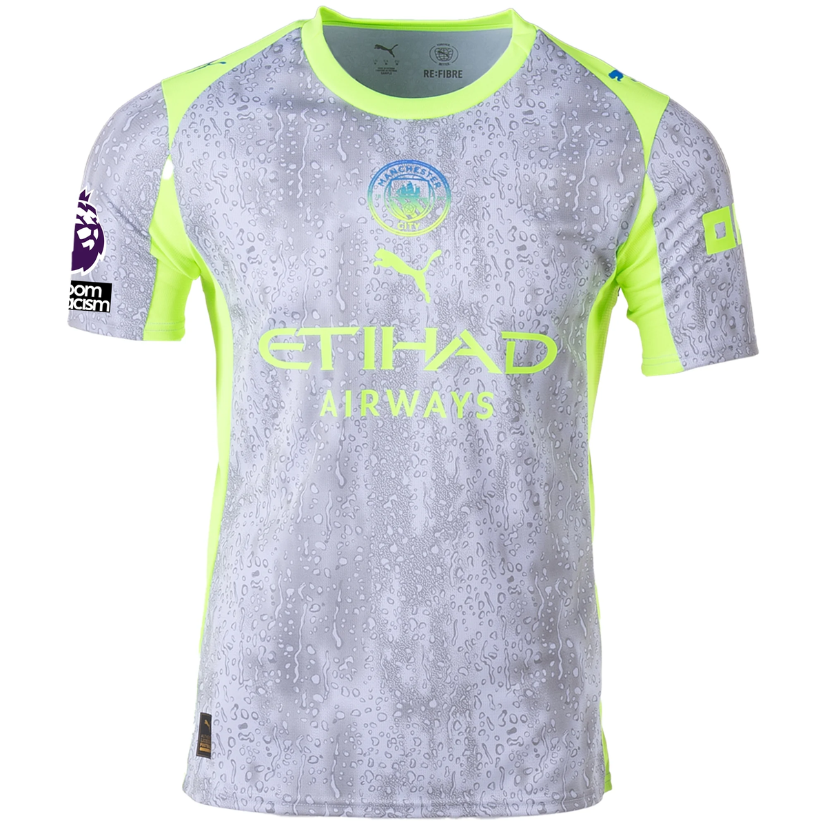 Puma Men's Manchester City Bobb Third Jersey w/ EPL + No Room For Racism Patches 25/26 (Cool Weather/Pro Green)