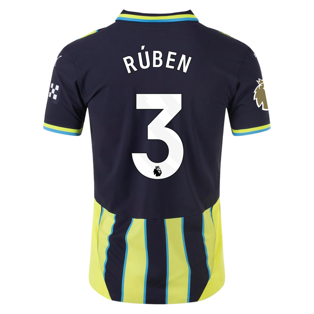 Puma Manchester City Authentic RÃºben Dias Away Jersey w/ EPL + Club World Cup Patch 24/25 (New Navy/Yellow Glow)