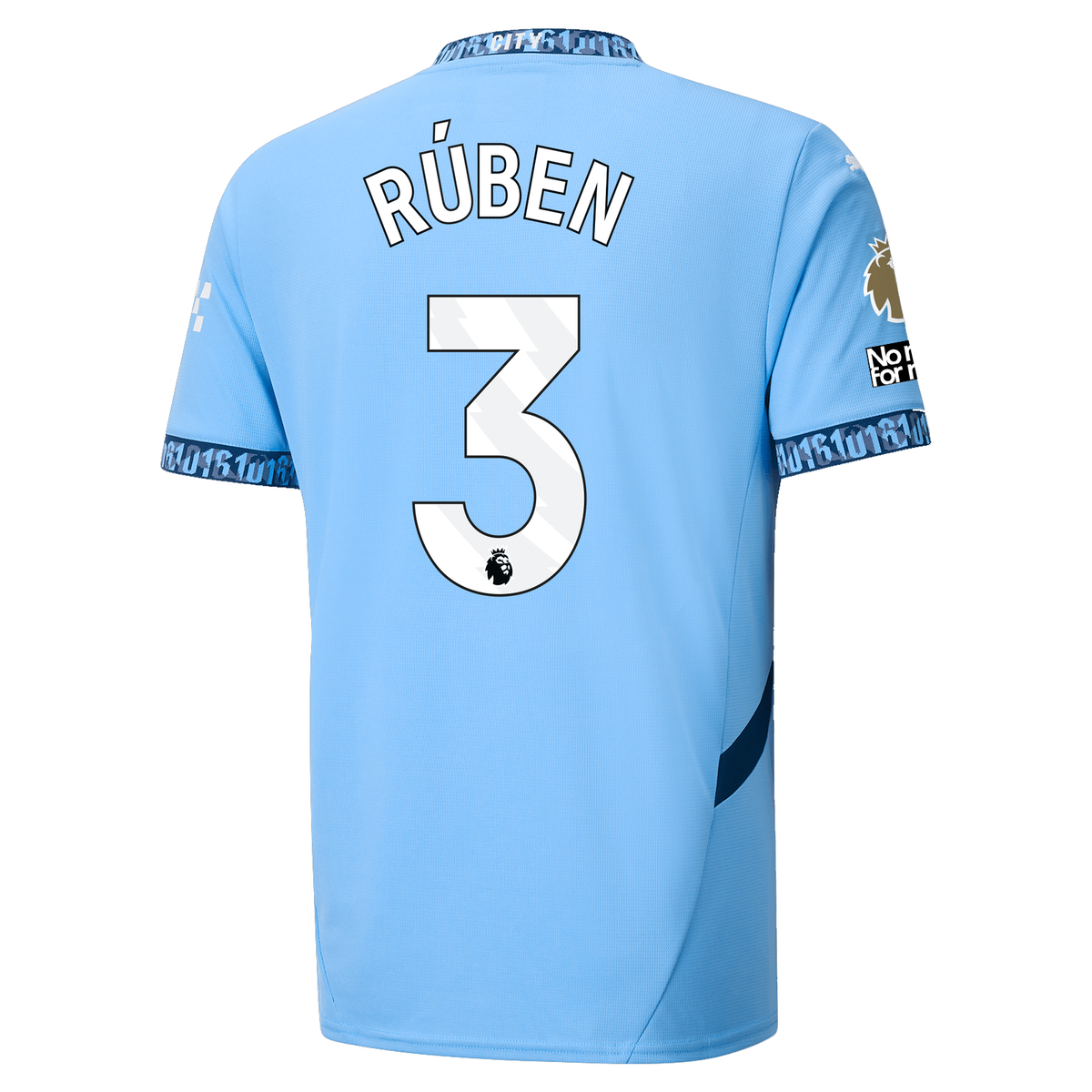 Puma Manchester City RÃºben Dias Home Jersey w/ EPL + No Room For Racism + Club World Cup Patches 24/25 (Team Light Blue/Marine Blue)
