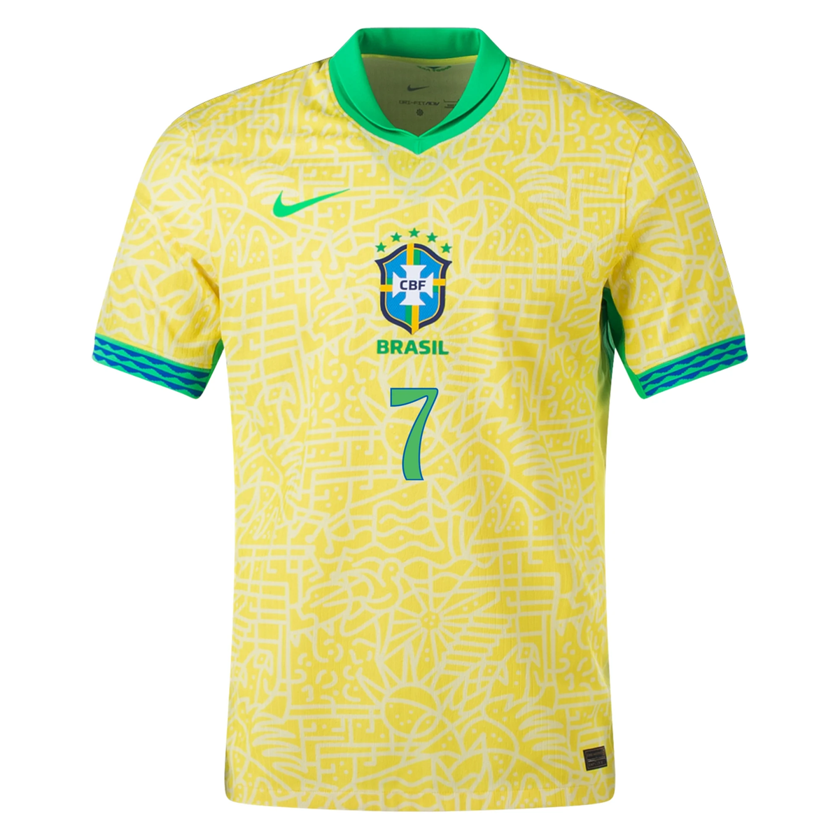 Nike Mens Brazil Vini Jr. Home Jersey 24/25 (Dynamic Yellow/Lemon Chiffon/Green Spark)