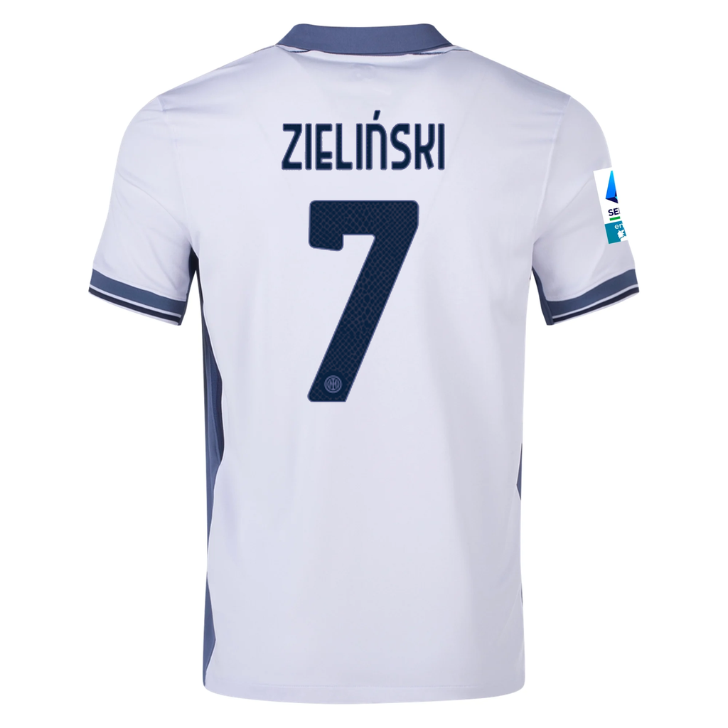 Nike Inter Milan Piotr ZieliÅ„ski Away Jersey w/ Serie A + Scudetto Patch 24/25 (Summit White/Iris Whisper)